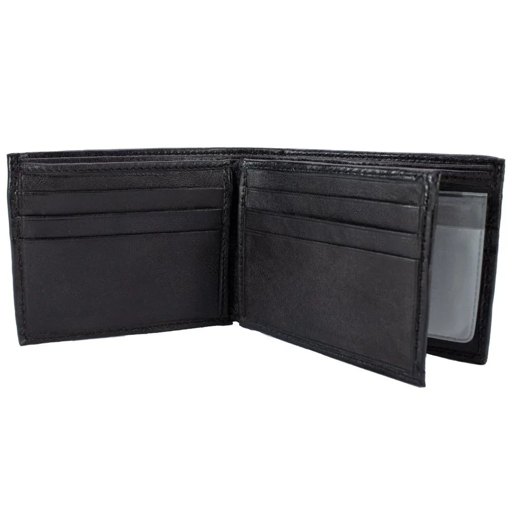 Men Lambskin Leather Wallet ID Card Organizer Black Bifold Stylish Wallet